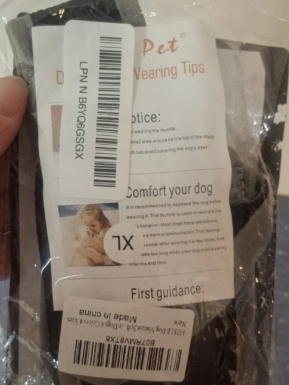 Gray Soft Dog Muzzle - XL